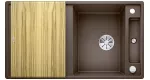 BLANCO AXIA III 5 S Silgranit kawowy odwracalny, korek auto., InFino, deska jesionowa