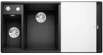 BLANCO AXIA III 6 S Silgranit czarny lewa, korek auto., InFino, deska szkło białe, odsączarka stalowa