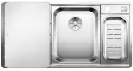 BLANCO AXIS III 6 S-IF stal polerowana prawa, korek auto., InFino, deska szkło białe, odsączarka stalowa
