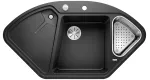 BLANCO DELTA II Silgranit czarny narożny, korek auto., InFino, odsączarka stalowa