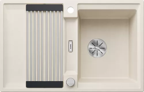 BLANCO ADIRA 45 S-F Silgranit delikatny biały odwracalny, korek auto., InFino, mata stalowa składana