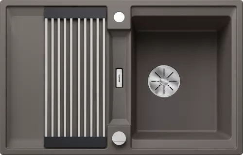 BLANCO ADIRA 45 S-F Silgranit wulkaniczny szary odwracalny, korek auto., InFino, mata stalowa składana