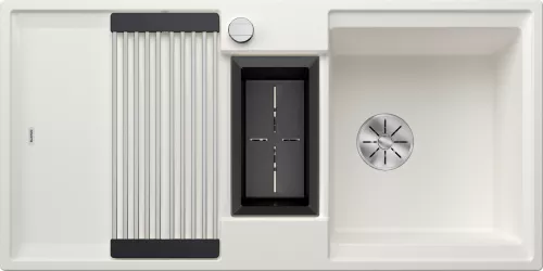 BLANCO ADIRA 6 S-F Silgranit biały odwracalny, korek auto., InFino, mata stalowa składana