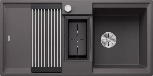 BLANCO ADIRA 6 S-F Silgranit szarość skały odwracalny, korek auto., InFino, mata stalowa składana