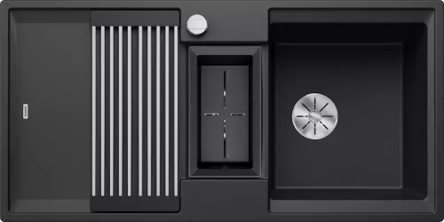 BLANCO ADIRA 6 S Silgranit czarny odwracalny, korek auto., InFino, mata stalowa składana