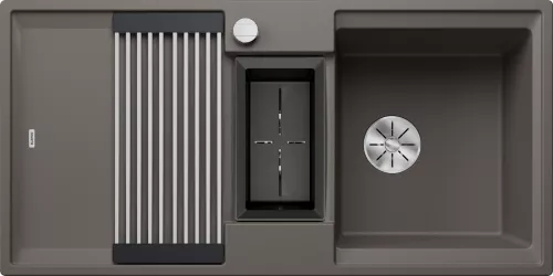 BLANCO ADIRA 6 S Silgranit wulkaniczny szary odwracalny, korek auto., InFino, mata stalowa składana