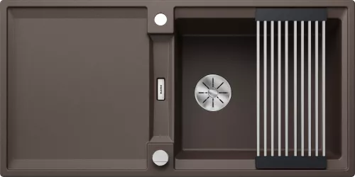 BLANCO ADIRA XL 6 S-F Silgranit kawowy odwracalny, korek auto., InFino, mata stalowa składana
