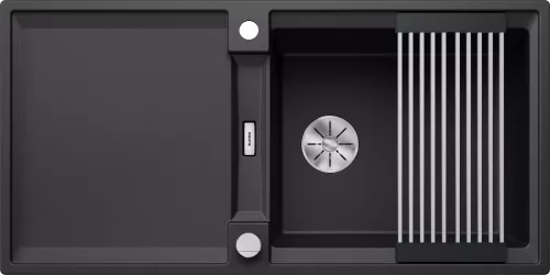 BLANCO ADIRA XL 6 S Silgranit czarny odwracalny, korek auto., InFino, mata stalowa składana