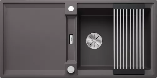 BLANCO ADIRA XL 6 S Silgranit szarość skały odwracalny, korek auto., InFino, mata stalowa składana