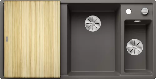 BLANCO AXIA III 6 S Silgranit wulkaniczny szary prawa, korek auto., InFino, deska jesionowa, odsączarka stalowa