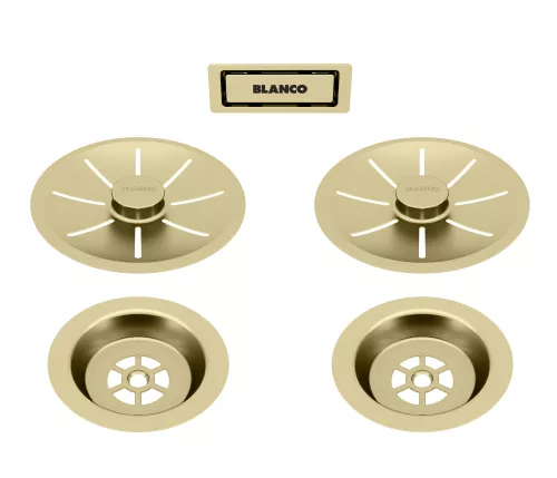 BLANCO Zestaw elementów stalowych w kolorze satin gold, do armatury przelewowo-odpływowej InFino, do dwóch komór