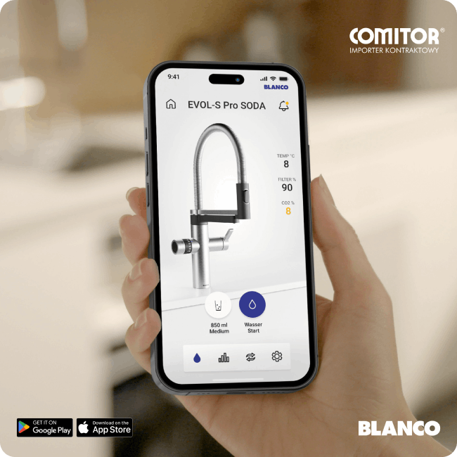 Aplikacja BLANCO UNIT – ekran EVOL-S Pro SODA